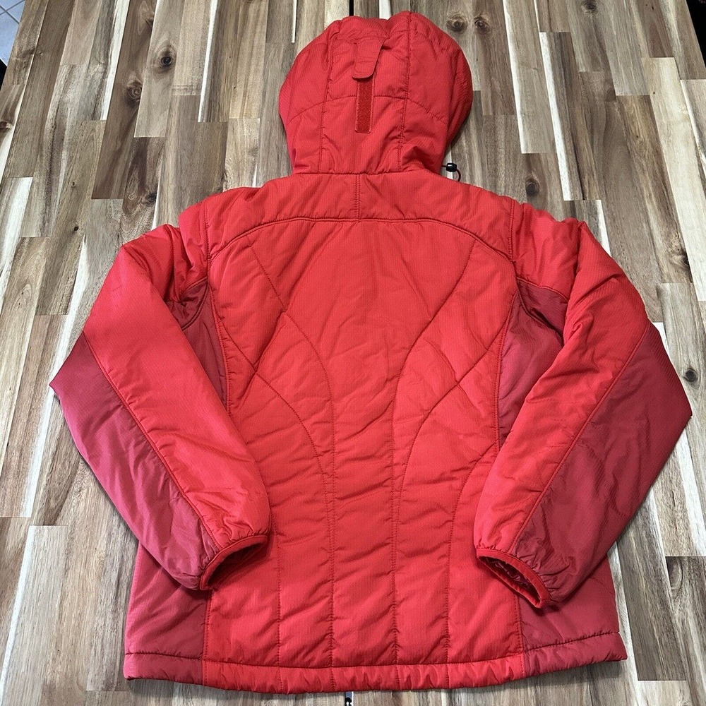 LL Bean Puffer Jacket Womens Extra Small Red Full Zip Hooded Outdoor Primaloft - Picture 5 of 9